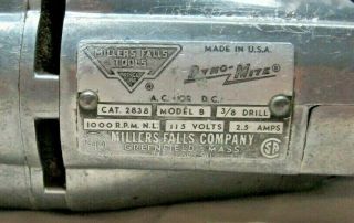 Vintage Miller Falls Electric Drill 3/8 