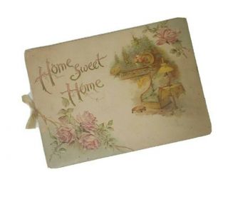 Vtg Sweet Home Raised Floral Victorian Poetry Greeting Card Book Illustrated
