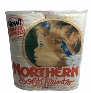 Vintage Northern Soft Prints Toilet Paper Bathroom Tissue Yellow Print Nos Prop