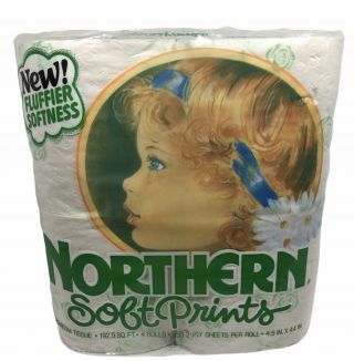 Vintage Northern Soft Prints Toilet Paper Bathroom Tissue Green Print Nos Prop
