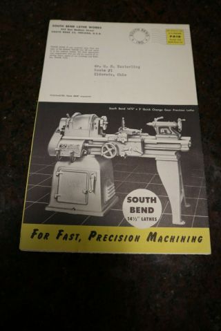 1952 South Bend Machine Tool 14.  5 " Lathe Grinder Brochure Bulletin