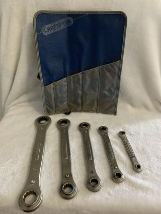 Vintage Mechanics Tools Craftsman Boxed Ratchet Wrenches Set Sizes 1/4”thru 7/8”