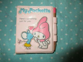Vintage 1976 Sanrio Hello Kitty My Melody Pink Vinyl Pockette W Pencil Pad Japan