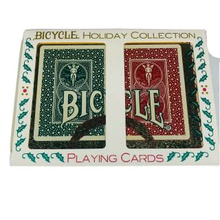 Vintage Bicycle Holiday Playing Cards Set In Collector 
