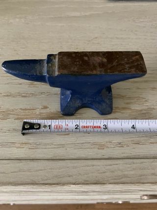 Vintage Small Mini Blue Painted Jewelers Anvil Blacksmith Paperweight
