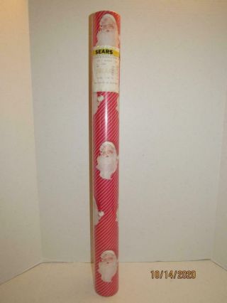 Vintage 1986 Sears Spirit Of Christmas Gift Wrap Jolly Santa 50 Sq Ft Paper Roll