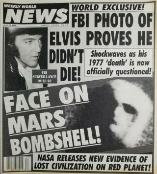 Weekly World News April 23 1996 - Fbi Elvis Photo - Face On Mars Nasa Lost Civ
