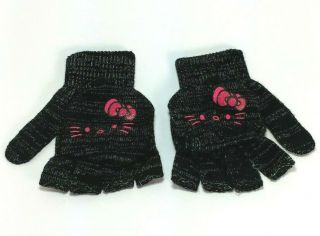 Sanrio Hello Kitty Womens Gloves Black One Size Fashion Workout Flip Top Gloves