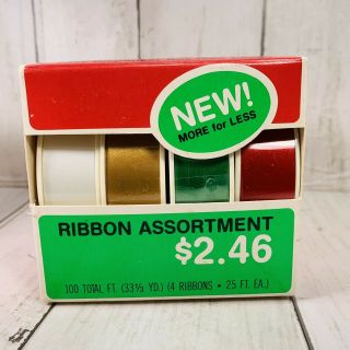 Vintage Hallmark Gift Holiday Ribbon Assortment Sticks To Itself Christmas