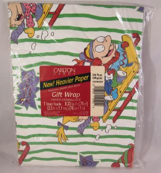 Vintage Rugrats Carlton Gift Wrapping Paper Nickelodeon 8.  33 Sq