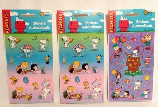 Vintage Snoopy Peanuts Stickers,  2 Music Themed,  1 Birthday,  Sandylion 3 Packs