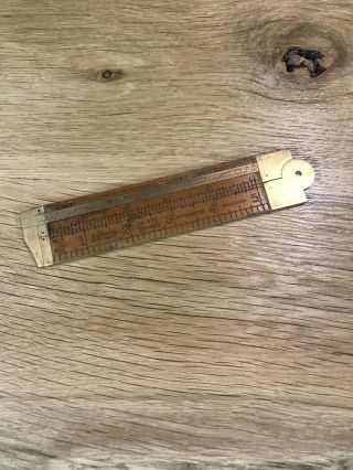 Vintage Lufkin No 372 R Brass Boxwood Folding 12 " Ruler Machinist Caliper Tool