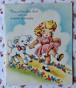 Vintage 1940s Birthday Greeting Card Mary Had A Little Lamb Sheet Music