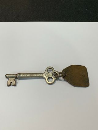 Antique Yale And Towne Mfg Co.  Skeleton Key,  Solid Steel 2 3/4”