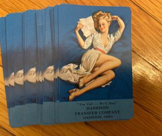 Vintage Pin Up Playing Cards Brown Bigelow Advertising Harrison Transfer Co 2
