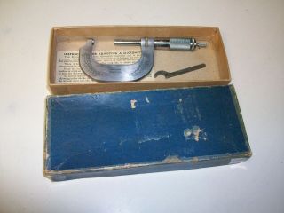 Vintage Craftsman 4071 Micrometer 1 - 2 Inch Box Paper Work & Wrench