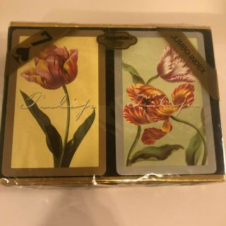 Vintage Congress Playing Cards Tulips Floral Flowers Set Of 2 Decks Box