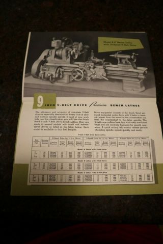 1952 South Bend Machine Tool V Belt Drive lathes Brochure Bulletin 2