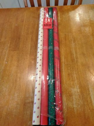Nos Hallmark Vintage 4 Rolls Christmas Wrapping Paper