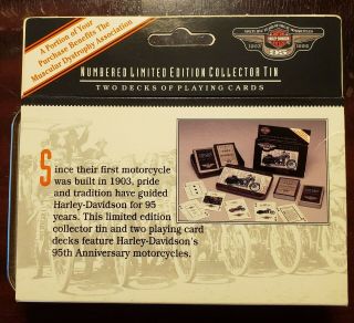 Harley Davidson 95TH Anniversary - Playing Cards in Signed/Numbered Tin 1998 NOS 2