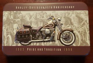 Harley Davidson 95TH Anniversary - Playing Cards in Signed/Numbered Tin 1998 NOS 3
