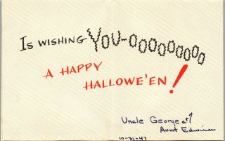 Happy Halloween Pumpkin Head Ghost Trick or Treat VTG Christmas Greeting Card 2