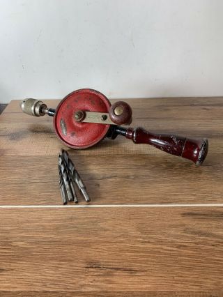 Vintage Craftsman A - I Eggbeater Hand Crank Drill With Extra Bits