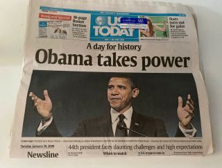 January 20 2009 Barack Obama Takes Power Usa Today Newspaper 1/20/2009 Election