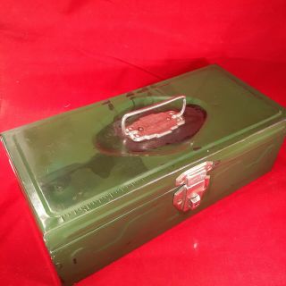 Vintage Rare Square Union Steel Chest Usa Utility Tackle Tool Box Green 13 1/2”