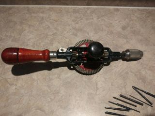 Vintage Millers Falls Tools No.  5a Eggbeater Hand Drill With 11 Bits