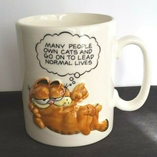 Vintage 1981 Jim Davis 3d Garfield The Cat Cartoon Coffee Mug Normal Lives
