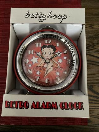 Betty Boop Retro Alarm Clock 2004 Red Silver