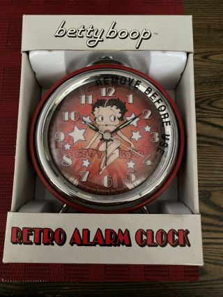 Betty Boop Retro Alarm Clock 2004 Red silver 2