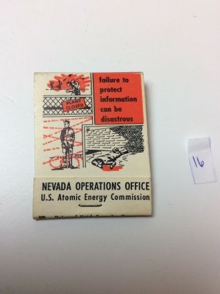 Vintage Nevada Operations Office Matchbook Us Atomic Energy Commission Memorabil
