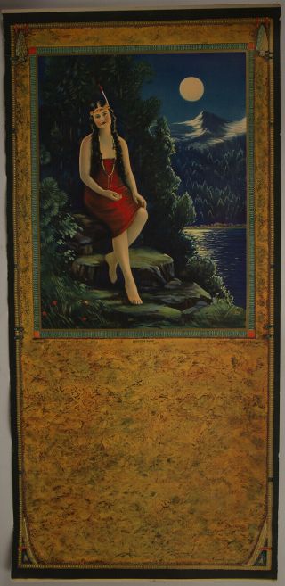 Vintage 1926 Brown & Bigelow Pin Up Calendar Blank Native Maiden Princess Fawn
