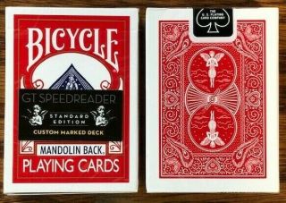 1 Deck Bicycle Mandolin Back Red Superreader Marked Playing Cards