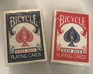 2 Decks Bicycle Roder Back 808 Standard Poker Playing Cards Red & Blue -