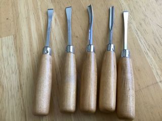 Vintage 5 Piece Wood Carving Set Made In Doniger Italy