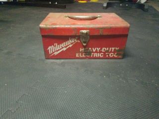 Vintage Milwaukee Red Metal Heavy - Duty Electric Tool Box Case With Inside Tray