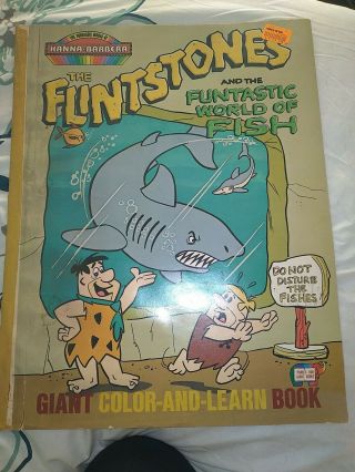 Flintstones & The Funtastic World Of Fish Giant Coloring Book 1977 Hanna Barbera