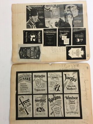 Vintage Scrap Book Pages Graphic Art Designs Movies Sho Cards