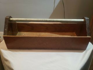 Vintage Wood Tool Box.  Solid Wooden Carry Tool Box.  6 X 16 1/2 X 3 Bay