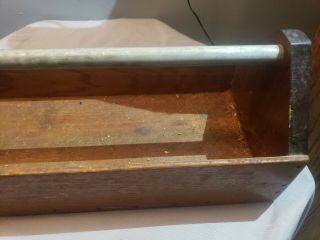 Vintage wood tool box.  Solid wooden carry tool box.  6 x 16 1/2 x 3 bay 3