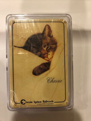 Vintage Deck Of Playing Cards Chessie The Cat Chesapeake & Ohio Rr W/case