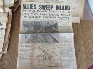 Vintage World War 2 Newspaper Milwaukee Sentinel June 7 1944 D Day