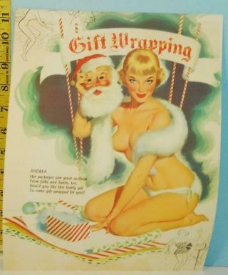 Vintage Dec.  1958 Bill Randall Pinup Art - Christmas Wrapping " Andrea "