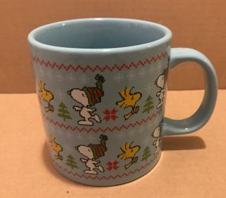 Peanuts Snoopy Ugly Sweater Christmas Ceramic Coffee Cup Mug 4 " Inch Round