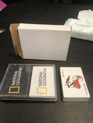 3 Vintage Rare Decks Of National Geographic Playing Cards W/ Box For Set