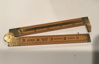 Old Vintage Antique Lufkin Warranted Boxwood Folding Ruler Caliper No.  372 G1018