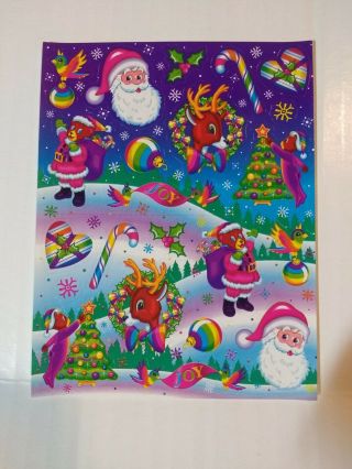 Vintage Lisa Frank Sticker Sheet S341 Holiday Christmas Winter Santa Raindeer